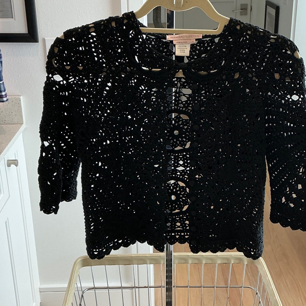 BCBGMaxAzria Black Crochet Top